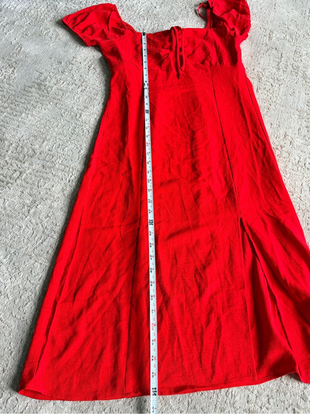 Monteau Los Angeles Red Puff‑Sleeve Midi Dress – Size M - Picture 4 of 6